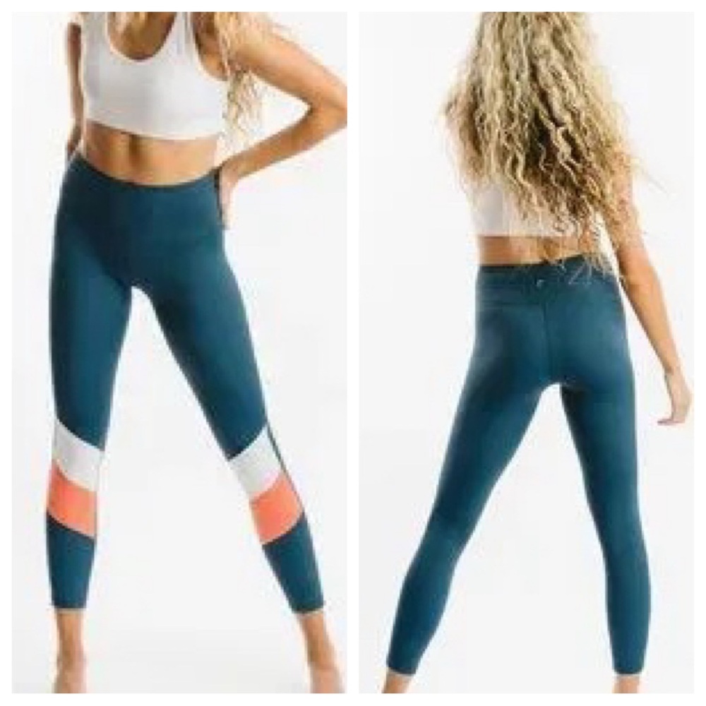 NWT Zyia Active Teal Angle Block Light N Tight Hi-Rise Leggings Size 8-10